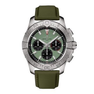 Breitling Avenger Chronograph B01 44mm Mens Watch Green Leather AB0147101L1X1