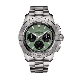 Breitling Avenger Chronograph B01 44mm Mens Watch Green Stainless Steel AB0147101L1A1