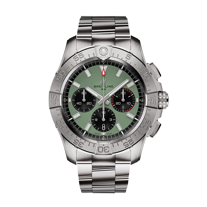 Breitling Avenger Chronograph B01 44mm Mens Watch Green Stainless Steel AB0147101L1A1