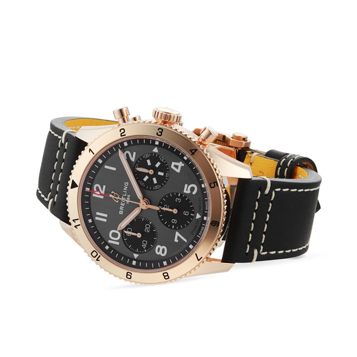 Breitling Classic AVI Chronograph 42 P-51 Mustang 18K Red Gold Leather Strap Watch R233801A1B1X1 - Image 4