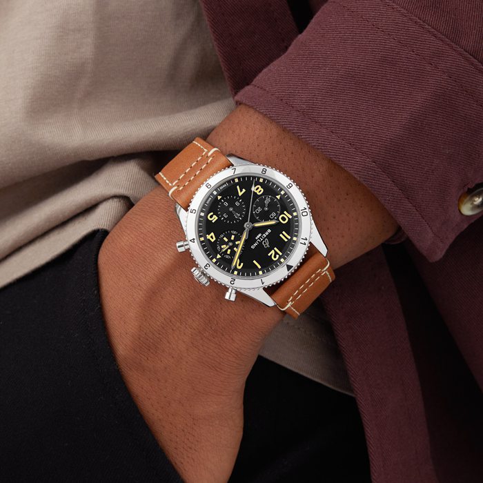 Breitling Classic AVI Chronograph 42 P-51 Mustang Leather Strap Watch A233803A1B1X1 - Image 3
