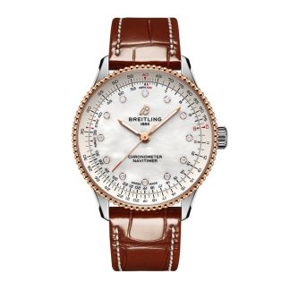 Breitling Navitimer 36mm Ladies Watch White Mother Of Pearl Alligator U17327211A1P1