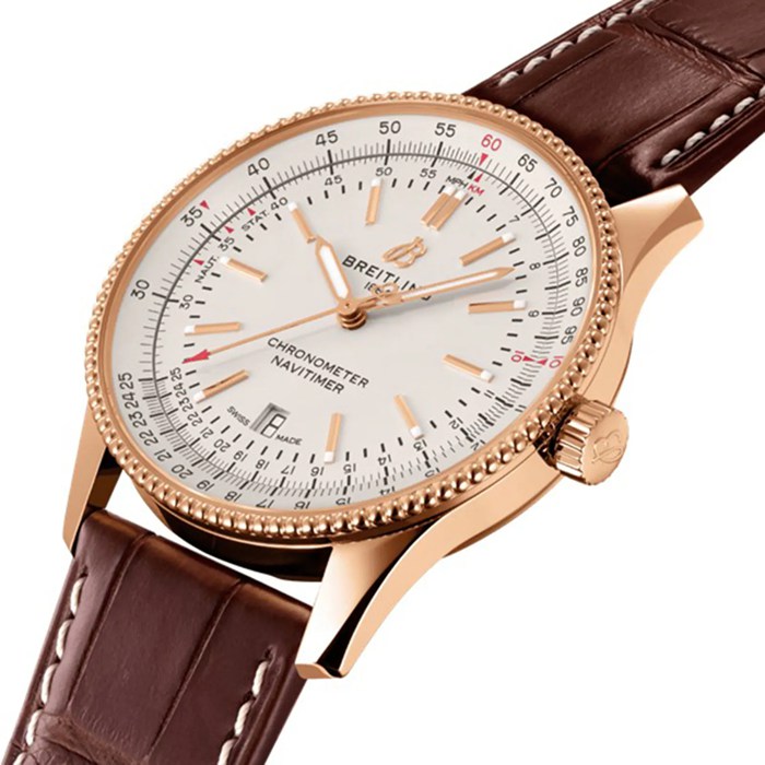 Breitling Navitimer Automatic 18k Red Gold Leather Strap 41mm Mens Watch R17326211G1P1 - Image 2