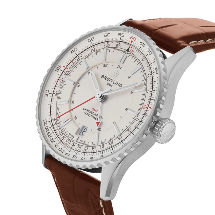 Breitling Navitimer Automatic GMT 41mm Mens Watch Silver A32310211G1P1 - Image 5