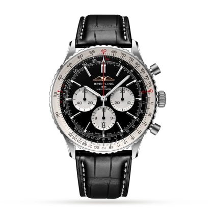 Breitling Navitimer B01 Chronograph 46 Stainless Steel Leather Strap Watch AB0137211B1P1
