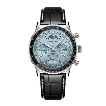 Breitling Navitimer B19 Chronograph Perpetual Calender 43mm Mens Watch Blue Alligator PB1920251C1P1