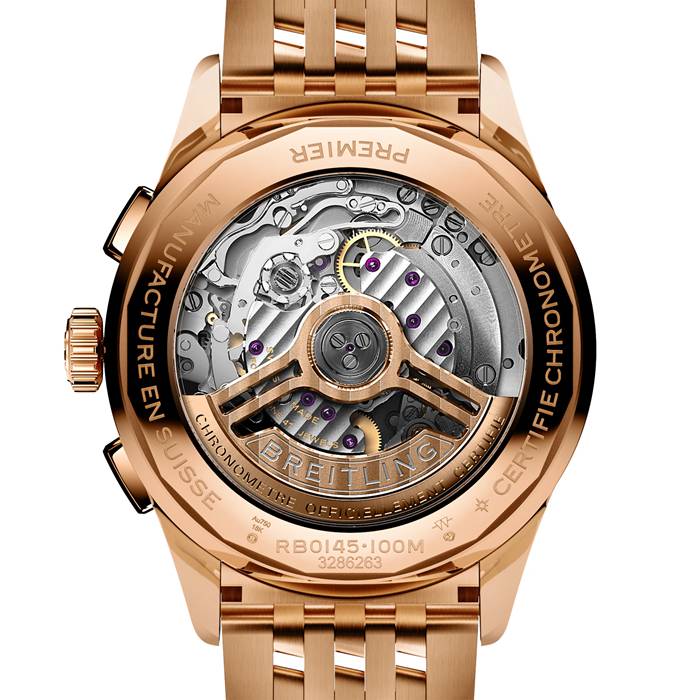 Breitling Premier B01 Chronograph 42mm Mens Watch Silver 18ct Rose Gold RB0145371G1R1 - Image 2