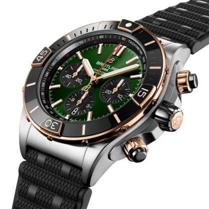 Breitling Super Chronomat B01 44 Stainless Steel & 18k Red Gold Rubber Strap Watch UB0136251L1S1 - Image 2