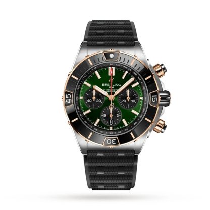 Breitling Super Chronomat B01 44 Stainless Steel & 18k Red Gold Rubber Strap Watch UB0136251L1S1