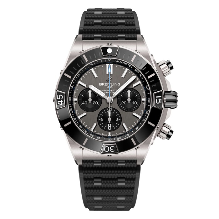 Breitling Super Chronomat B01 44mm Mens Watch Grey Rubber EB0136251M1S1
