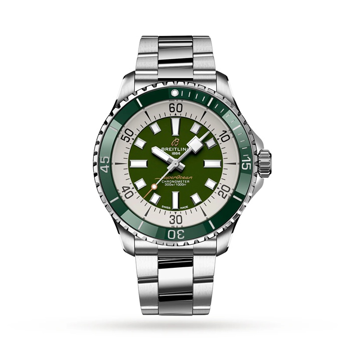 Breitling Superocean Automatic 44 Stainless Steel Green Watch A17376A31L1A1