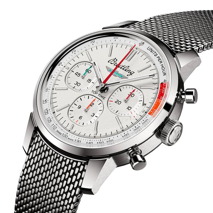 Breitling Top Time B01 Classic Cars Ford Thunderbird 41mm Mens Watch Mesh Strap AB01766A1A1A1 - Image 2