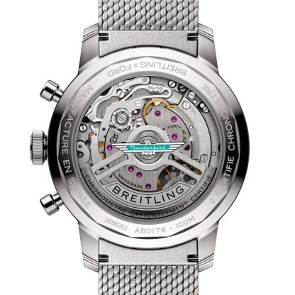Breitling Top Time B01 Classic Cars Ford Thunderbird 41mm Mens Watch Mesh Strap AB01766A1A1A1 - Image 4