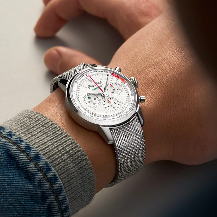 Breitling Top Time B01 Classic Cars Ford Thunderbird 41mm Mens Watch Mesh Strap AB01766A1A1A1 - Image 5