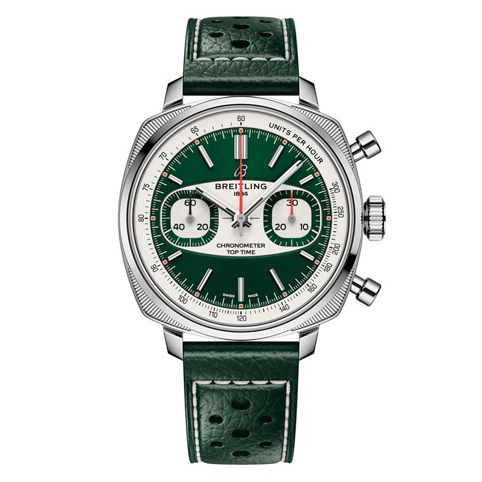 Breitling Top Time B01 Racing 38mm Mens Watch Green Leather AB01771A1L1X1