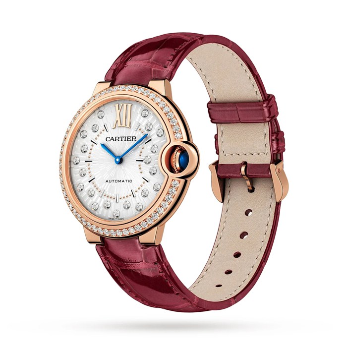 Cartier Ballon Bleu De Cartier Watch 36mm Automatic Mechanical Movement Rose Gold Diamonds Leather WJBB0081 - Image 2