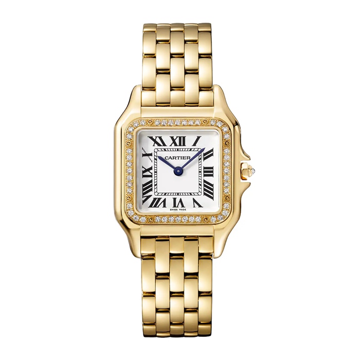 Cartier Panthère De Cartier Watch Medium Model Quartz Movement Yellow Gold Diamonds WJPN0016