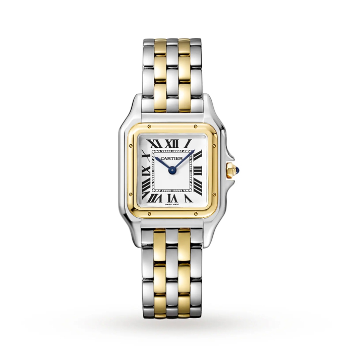Cartier Panthère De Cartier Watch Medium Model Quartz Movement Yellow Gold Steel W2PN0014