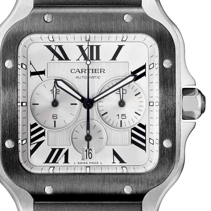 Cartier Santos De Cartier Chronograph Watch Extra-Large Model Automatic Movement Steel ADLC Interchangeable Rubber And Leather Bracelets WSSA0017 - Image 5