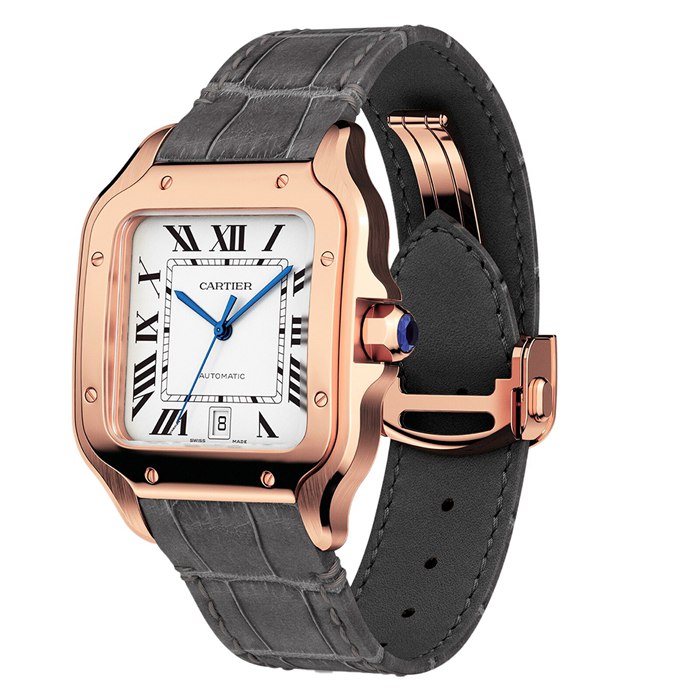 Cartier Santos De Cartier Watch Large Model Automatic Movement Rose Gold 2 Interchangeable Leather Bracelets WGSA0019 - Image 3