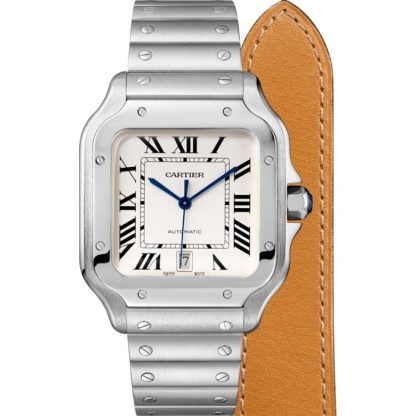 Cartier Santos De Cartier Watch Large Model Automatic Movement Steel Interchangeable Metal And Leather Bracelets WSSA0018 - Image 3