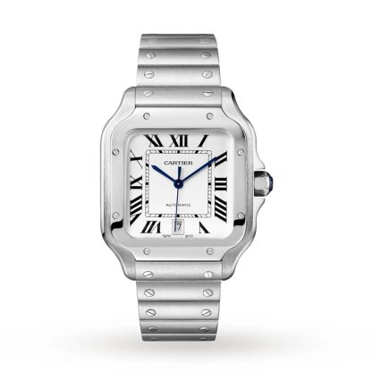 Cartier Santos De Cartier Watch Large Model Automatic Movement Steel Interchangeable Metal And Leather Bracelets WSSA0018