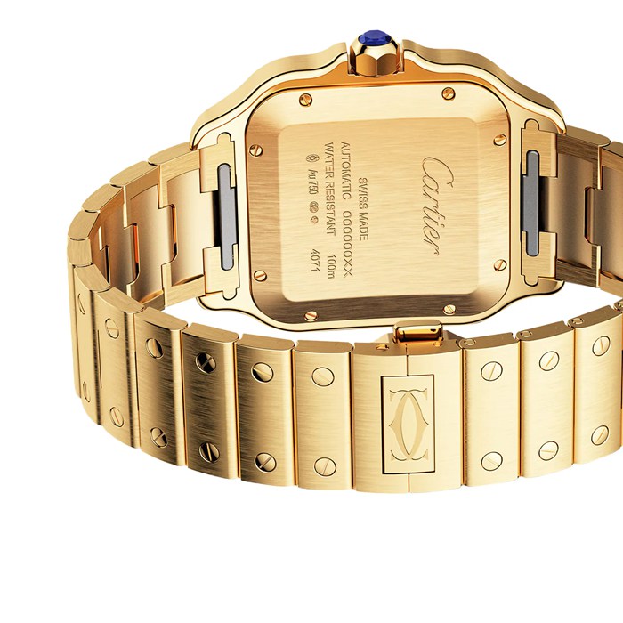 Cartier Santos De Cartier Watch Large Model Automatic Movement Yellow Gold Interchangeable Metal And Leather Bracelets WGSA0029 - Image 3