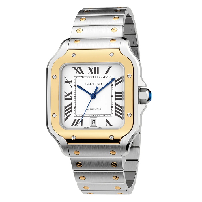 Cartier Santos De Cartier Watch Large Model Automatic Movement Yellow Gold Steel Interchangeable Metal And Leather Bracelets W2SA0009 - Image 5