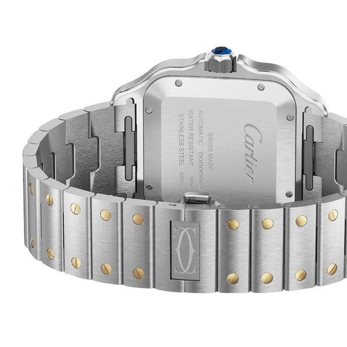 Cartier Santos De Cartier Watch Large Model Automatic Winding Steel Case Yellow Gold Interchangeable Leather Strap W2SA0030 - Image 4