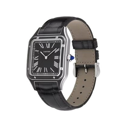 Cartier Santos-Dumont Watch Large Model Manual Merchanical Movement Steel Lacquer Leather WSSA0046 - Image 2