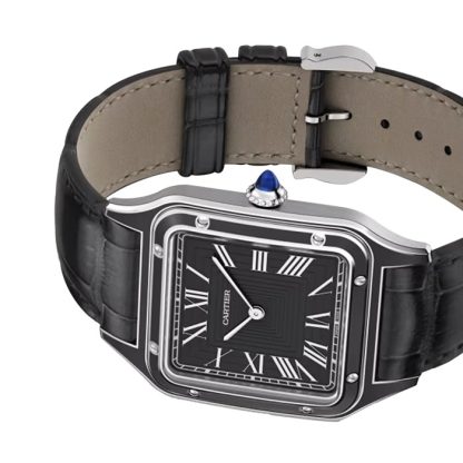 Cartier Santos-Dumont Watch Large Model Manual Merchanical Movement Steel Lacquer Leather WSSA0046 - Image 5