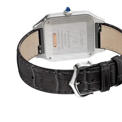 Cartier Santos-Dumont Watch Large Model Quartz Movement Rose Gold Steel Leather W2SA0011 - Image 3
