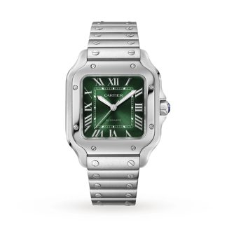 Cartier Santos de Cartier Watch Medium Model Steel Automatic Interchangeable Leather Strap WSSA0061