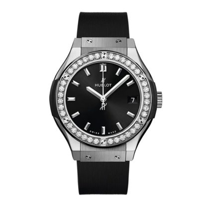 Hublot Classic Fusion Titanium Diamonds 33mm Ladies Watch Black 581.NX.1470.RX.1104