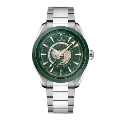 Omega Seamaster Aqua Terra 150m Co Axial Master Chronomaster GMT Worldtimer 43mm Mens Watch Green O22030432210001