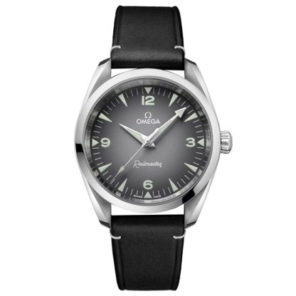 Omega Seamaster Railmaster 38mm Mens Watch Grey Leather O23512382006001