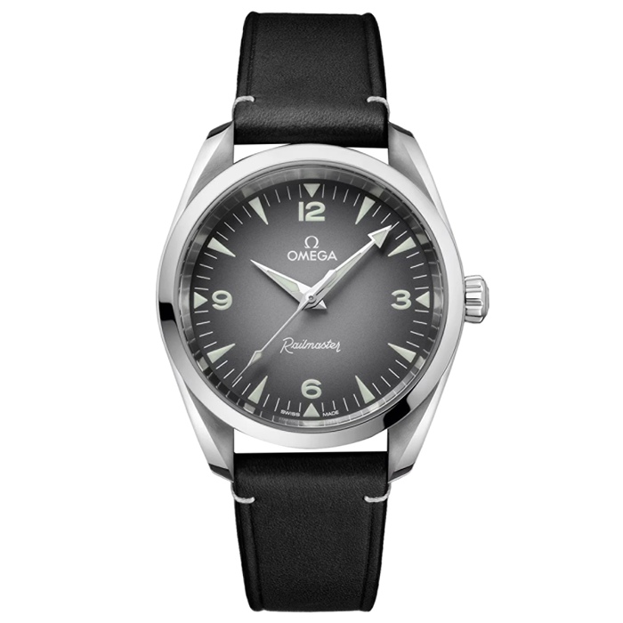 Omega Seamaster Railmaster 38mm Mens Watch Grey Leather O23512382006001