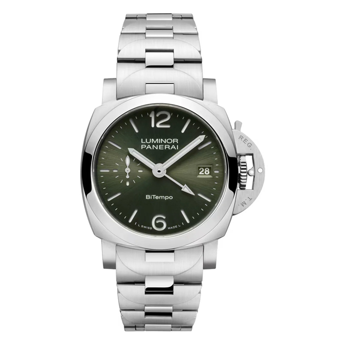 Panerai Luminor Quaranta BiTempo 40mm Mens Watch Green PAM01640