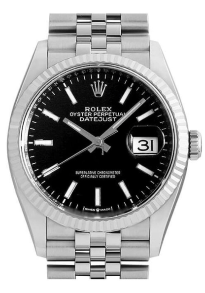 Replica Rolex Datejust 41 White Gold/Steel Black Dial Fluted Bezel 126334 Jubilee - Image 2