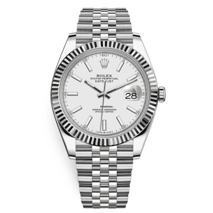 Replica Rolex Datejust 41 White Gold/Steel White Dial Fluted Bezel 126334 Jubilee