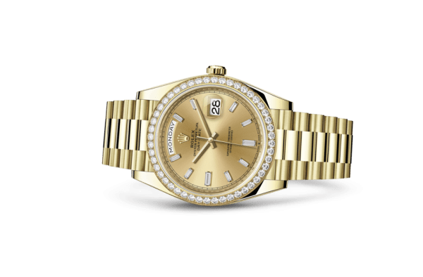 Replica Rolex Day-Date 40 Oyster 40 mm yellow gold and diamonds 228348RBR - Image 2