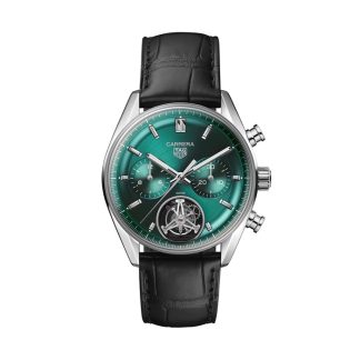 TAG Heuer Carrera Chronograph Tourbillon 42mm Mens Watch Green CBS5011.FC6566